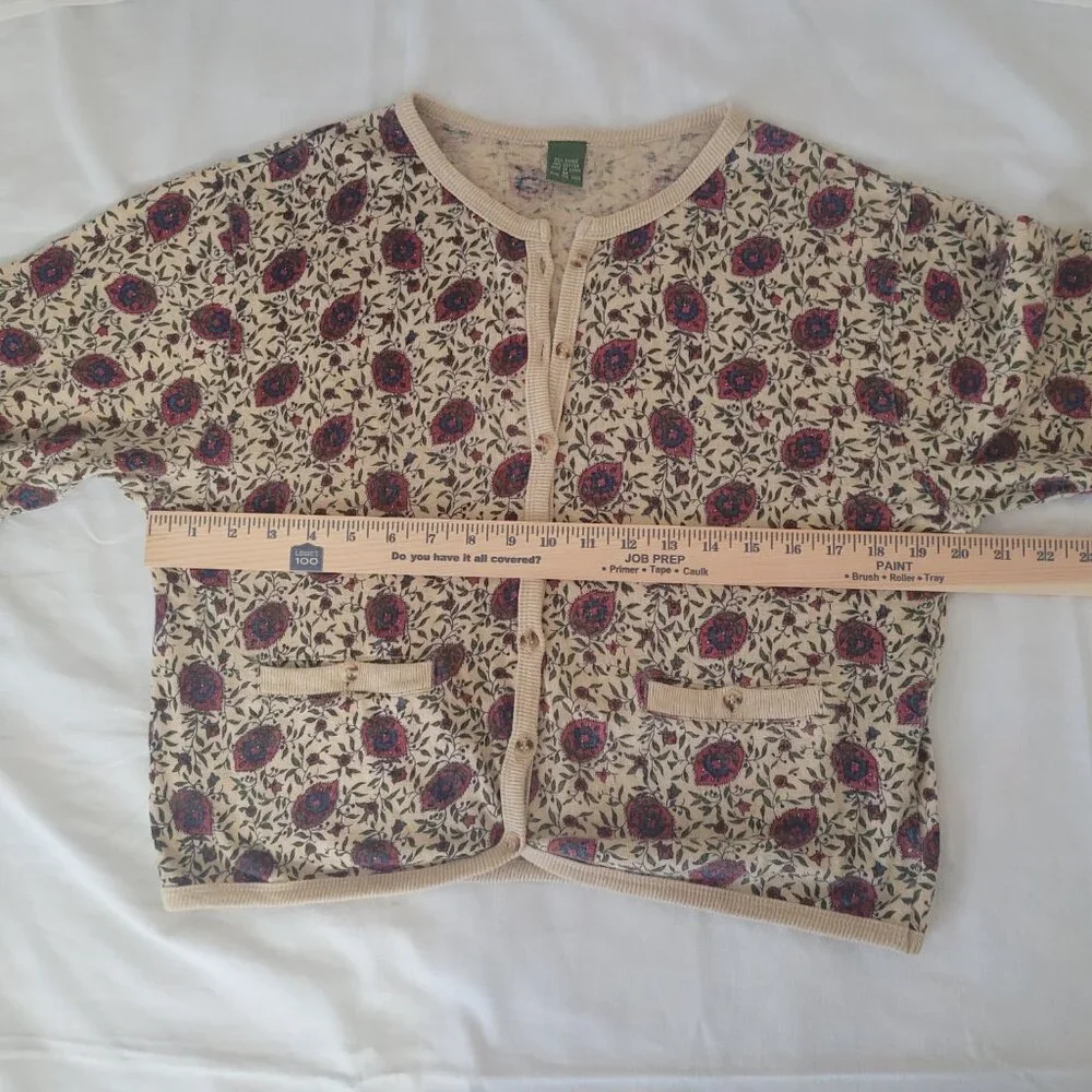 Vintage Blue Red Flowers Cardigan Sweater Outback Red The Limited Size M 1980's - Picture 14 of 15